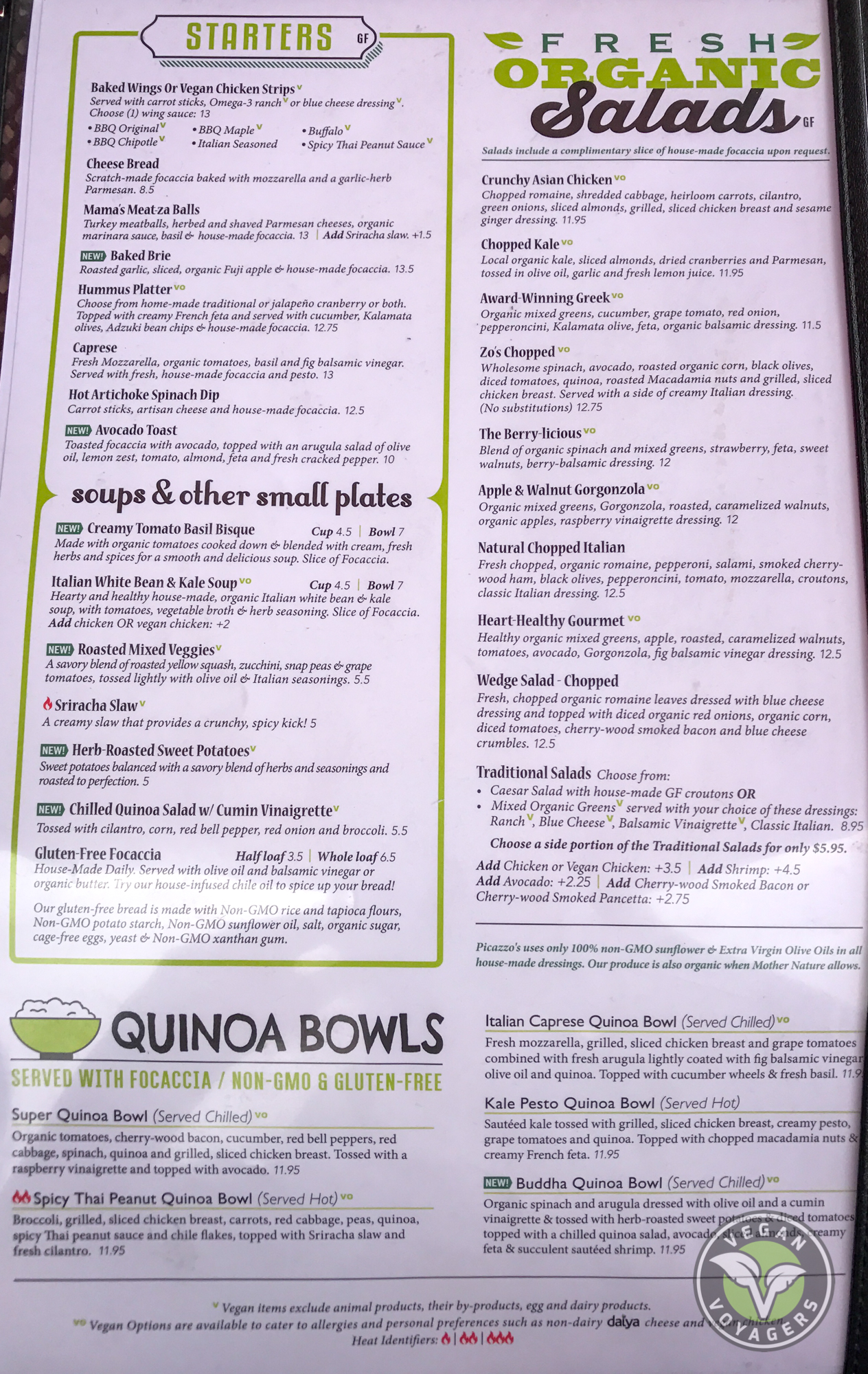 picazzomenustarters Vegan Voyagers